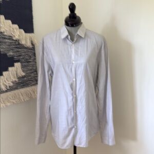SOLD. Sandro Women’s Blue Striped button down shirt
